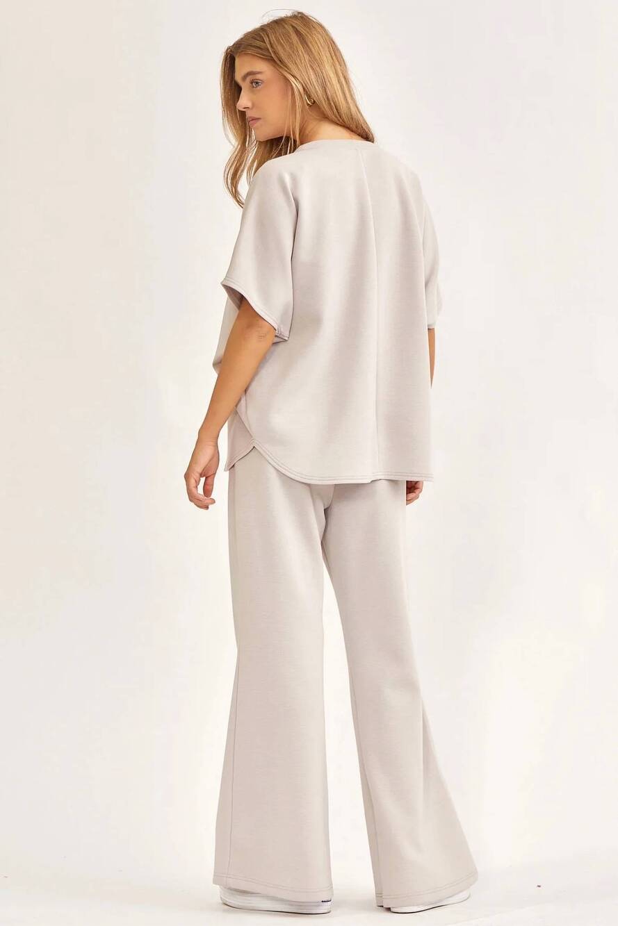NEW DEAR SCARLETT poncho top + bell bottom modal set in grey - Picture 2 of 3